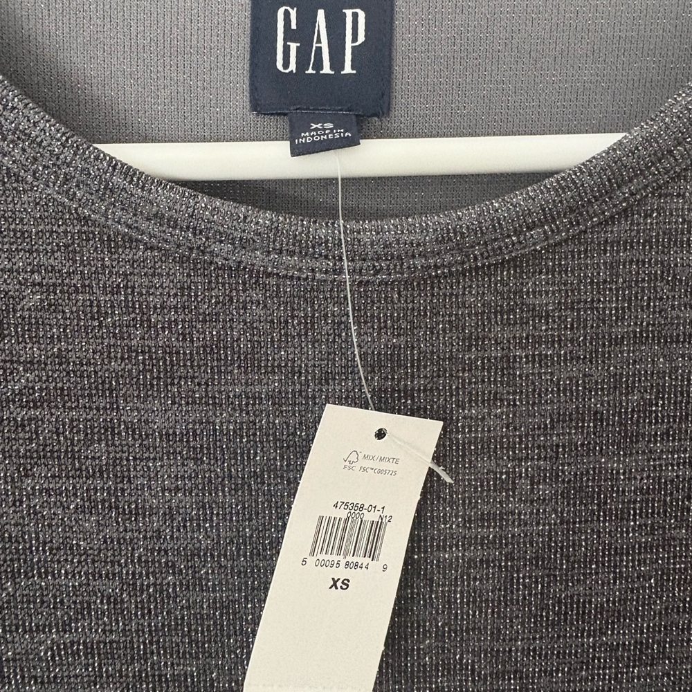 GAP Charcoal Gray Shimmer Ribbed Knit Dress - Picture 6 of 7